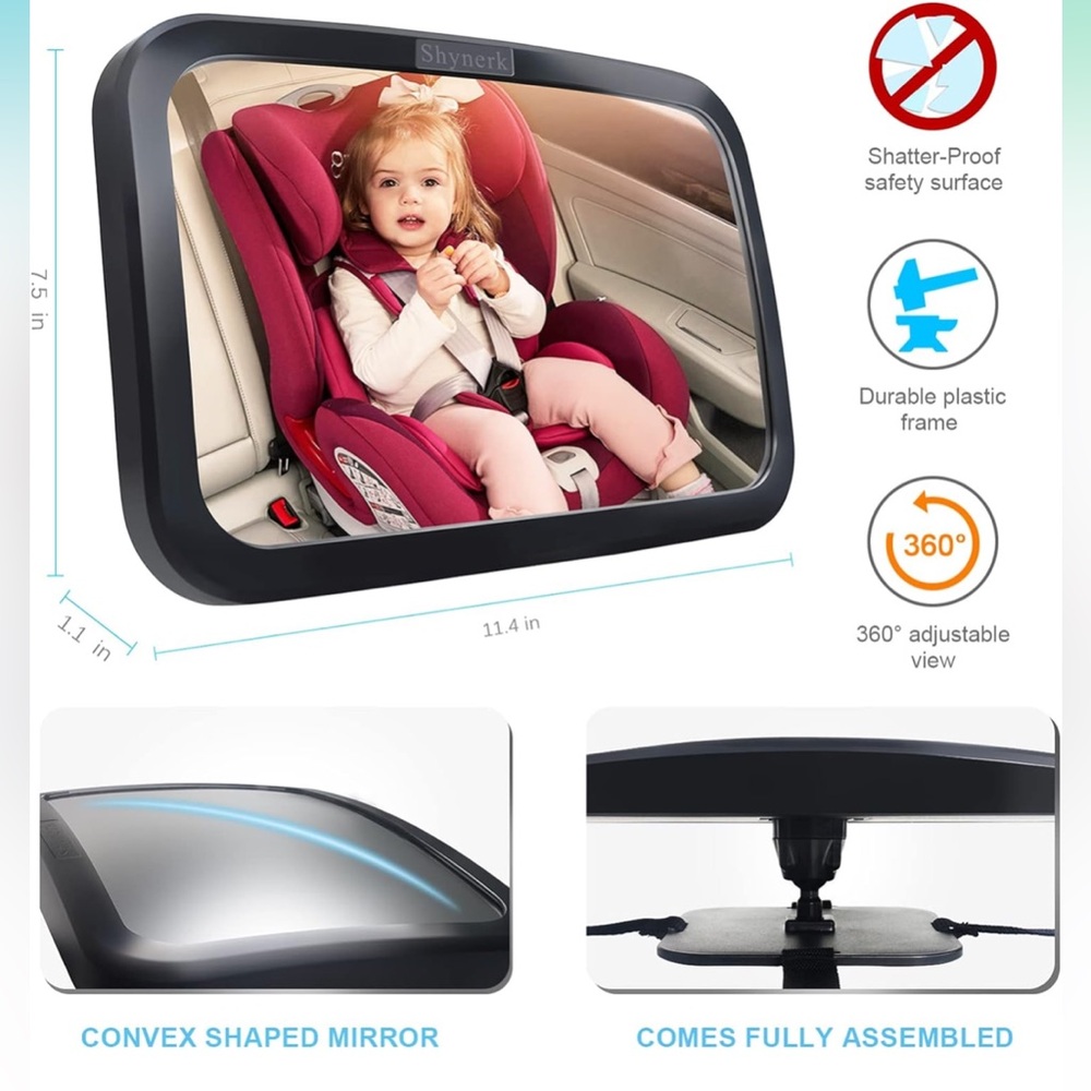 Shynerk Baby Car Mirror - black color.. 2 for the price of 1.. euc